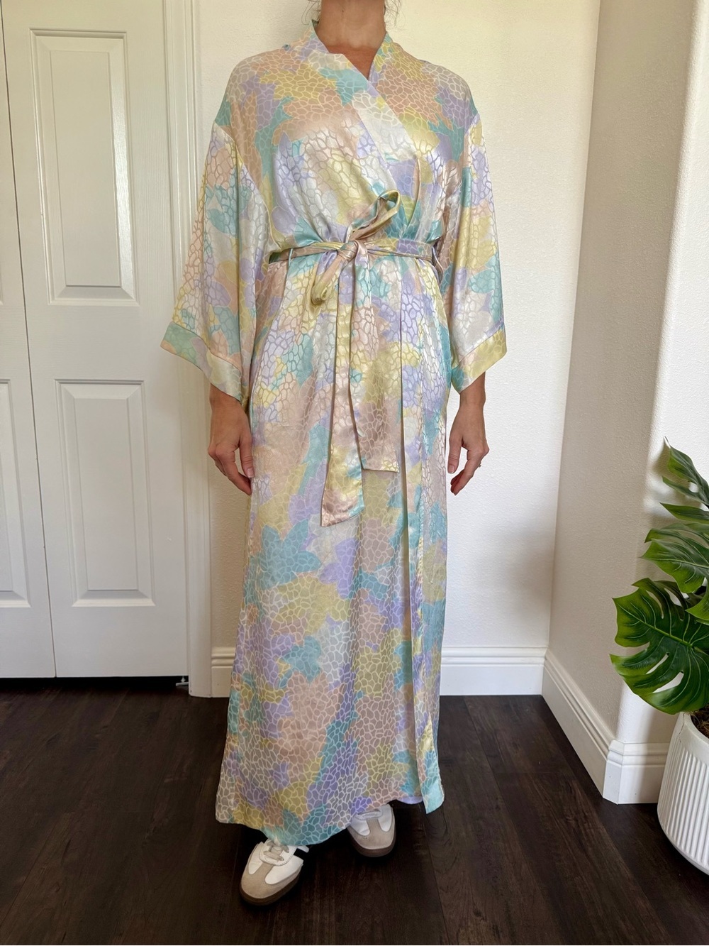 Vintage Georgette Trabolsi Maxi Slip Robe Set Coquette Cottagecore L - Picture 5 of 16